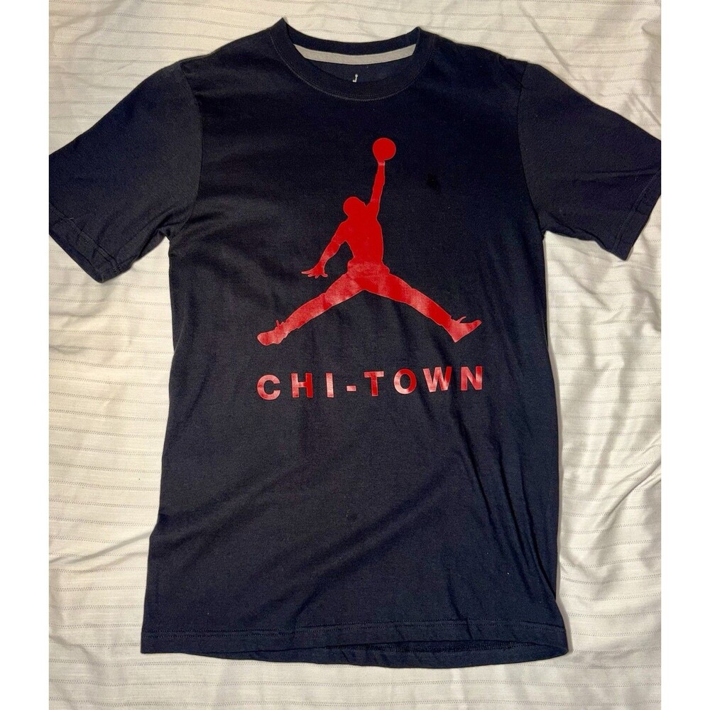 Air Jordan Chi-town Black Red T Shirt Size Small